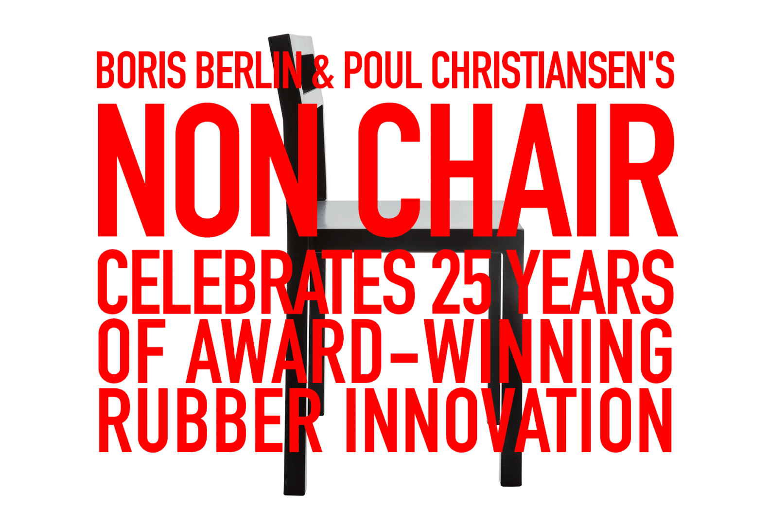 NON chair by Komplot Design showing monoblock PUR rubber molded on tubular steel frame with geometric minimalist design