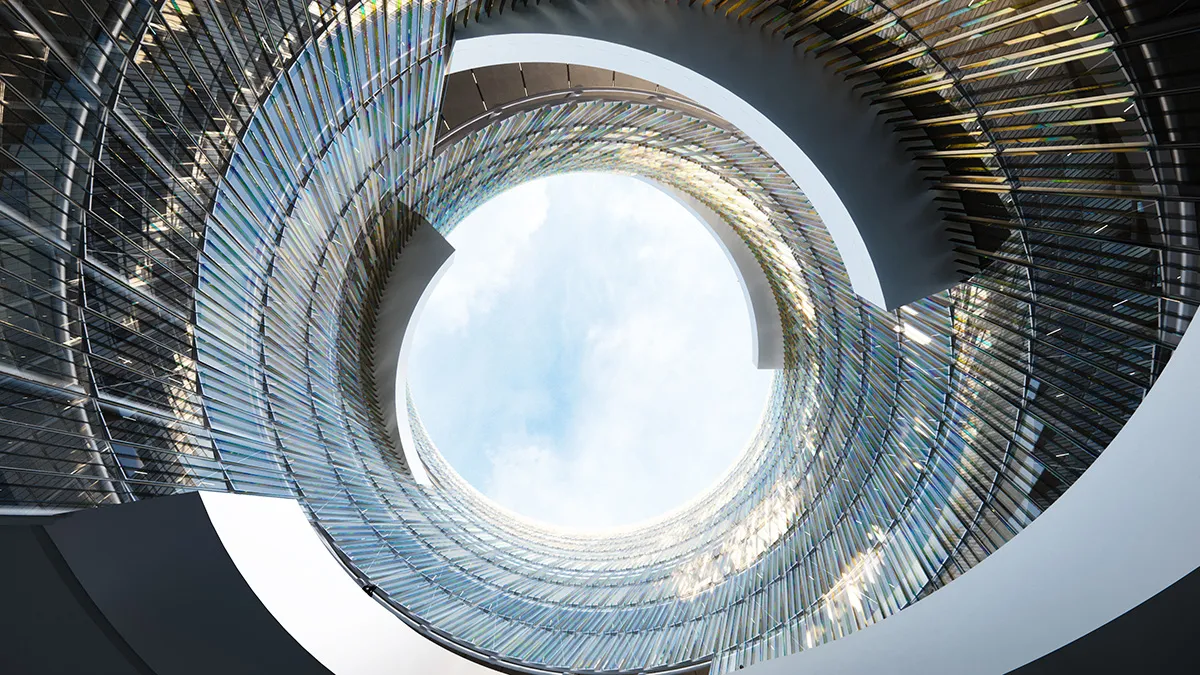 Beijing Art Museum Atrium sky Image by Snøhetta