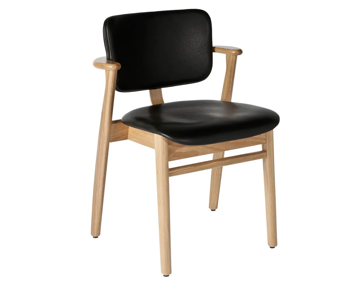 Domus Chair oak black leather upholstery WEB 1977827