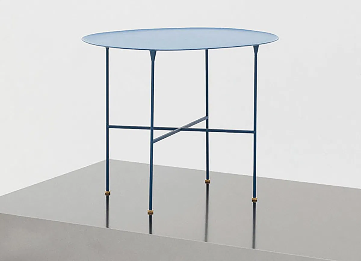 Brut Side Table by TAF Studio for Skagerak in powder-coated steel with brass feet