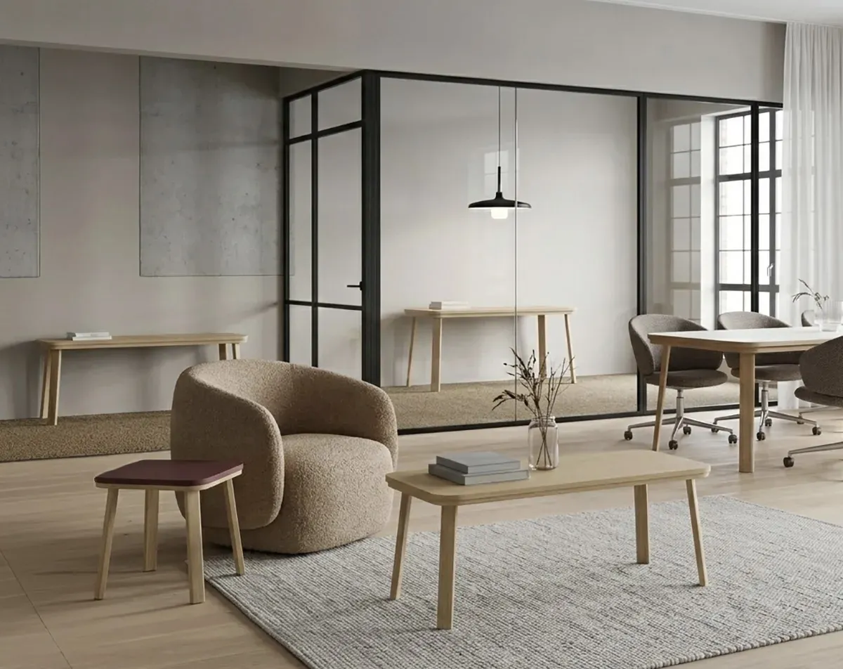 Levels table collection by Sami Kallio for Horreds — meeting, lounge and coffee table formats in multiple sizes