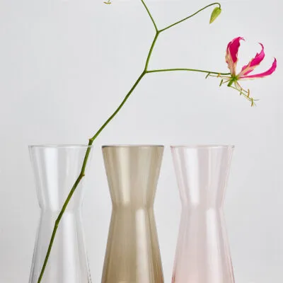 Kartio 220 mm vase by Kaj Franck for Iittala in linen, rose and clear glass