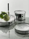 Array dish series in silver blown glass by Mattias Stenberg for Orrefors