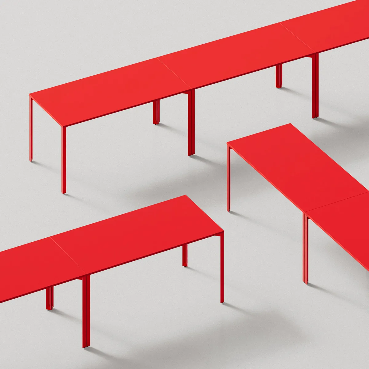 Grid Table system in open workspace demonstrating its adaptability for collaborative environments
