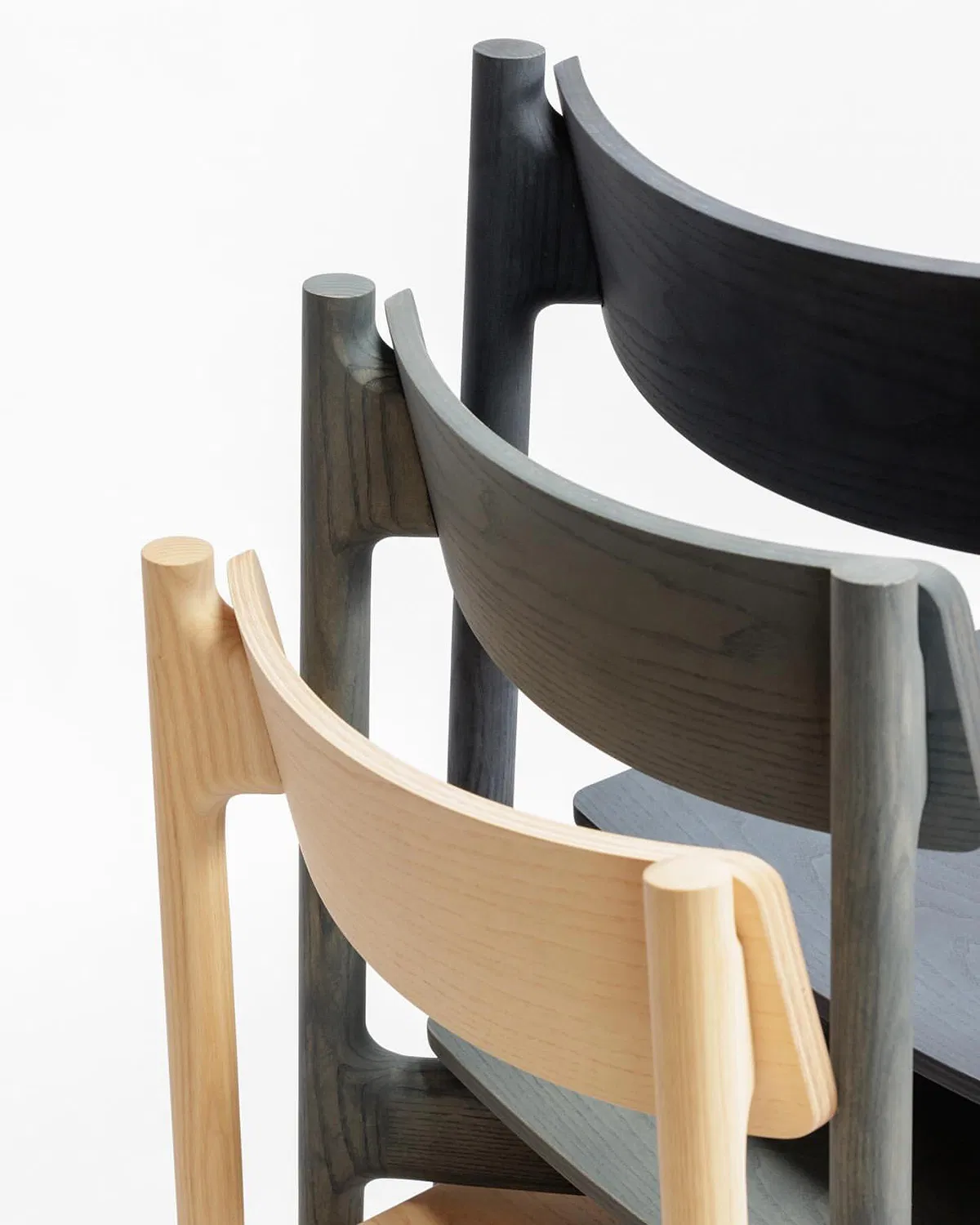 Close-up detail of GLC 01 chair's joinery showing the precision craftsmanship of traditional Japanese woodworking techniques.