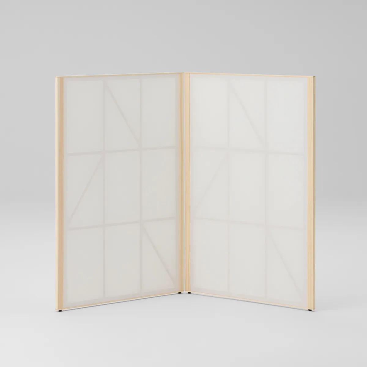 Cecilie Manz's Maku screen for Maruni featuring three panels with traditional washi paper hinges in a modern interior setting.