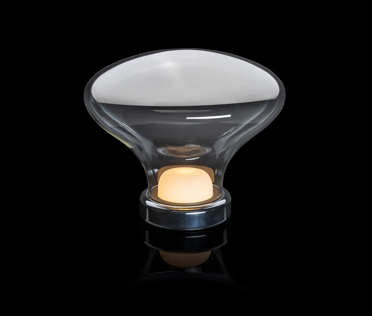 Celestial-inspired Nebula Ceiling Sconce with mirror-like metallic glass reflector creating an otherworldly lighting effect