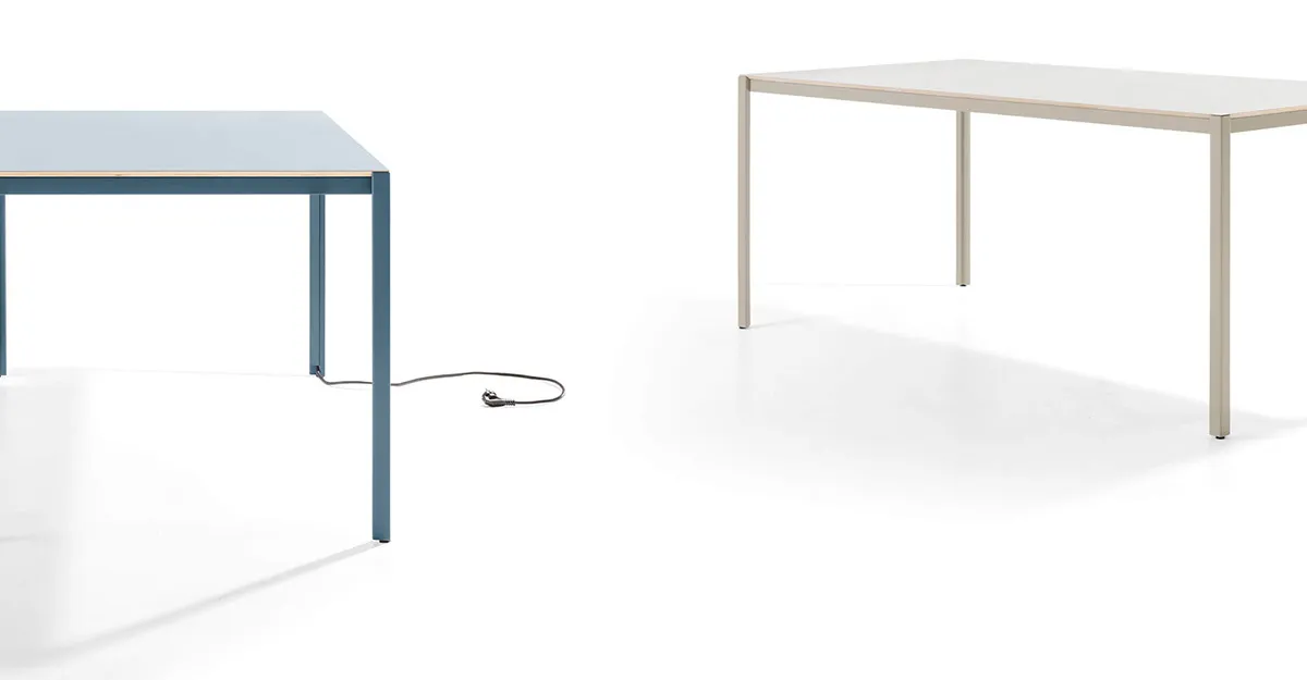 Detail shot of Sarek's Twist power outlet seamlessly integrated into the laminated plywood surface