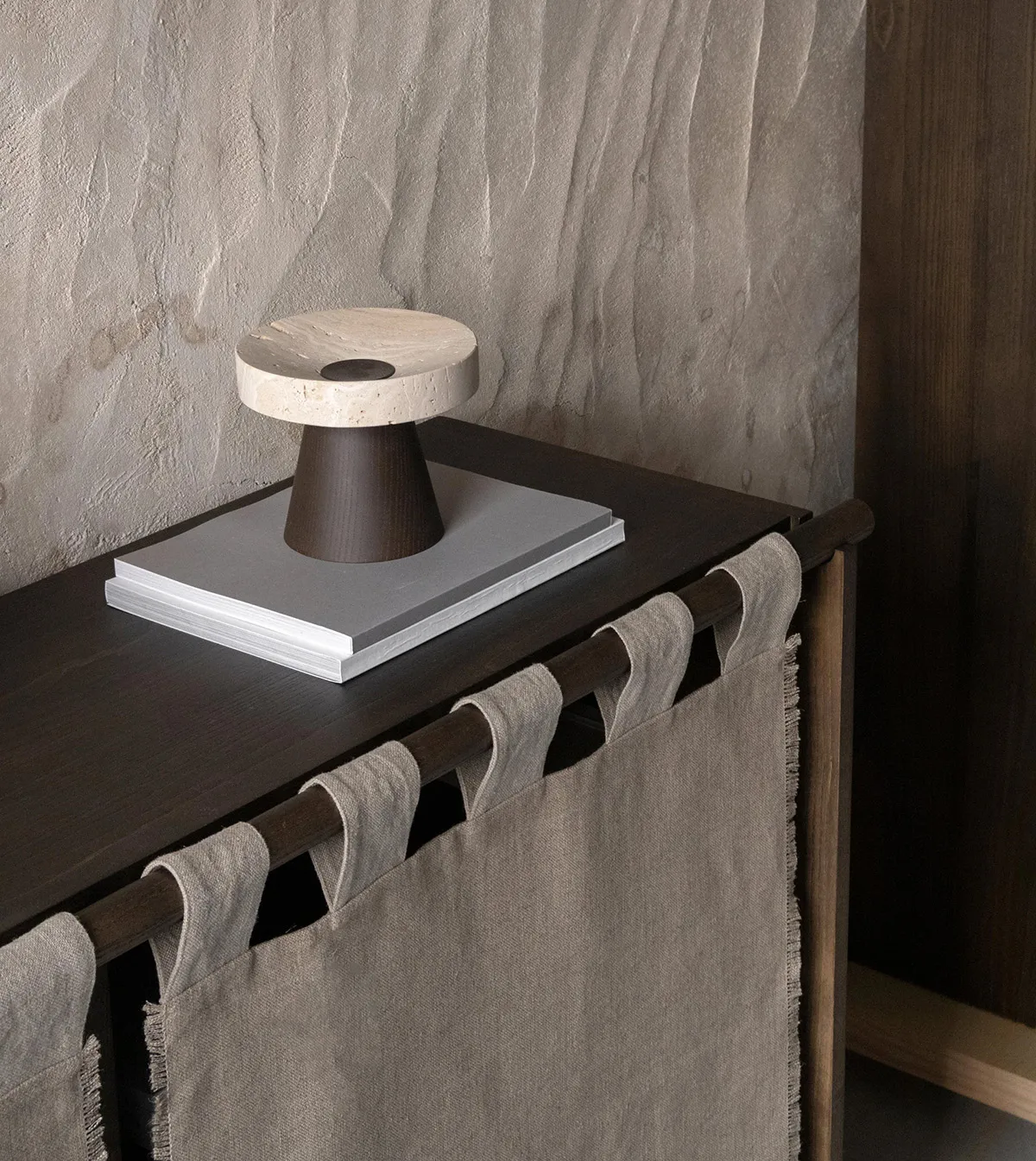 Veil Cabinet by Silje Nesdal integrated into a serene living space, demonstrating its versatility and elegant presence.