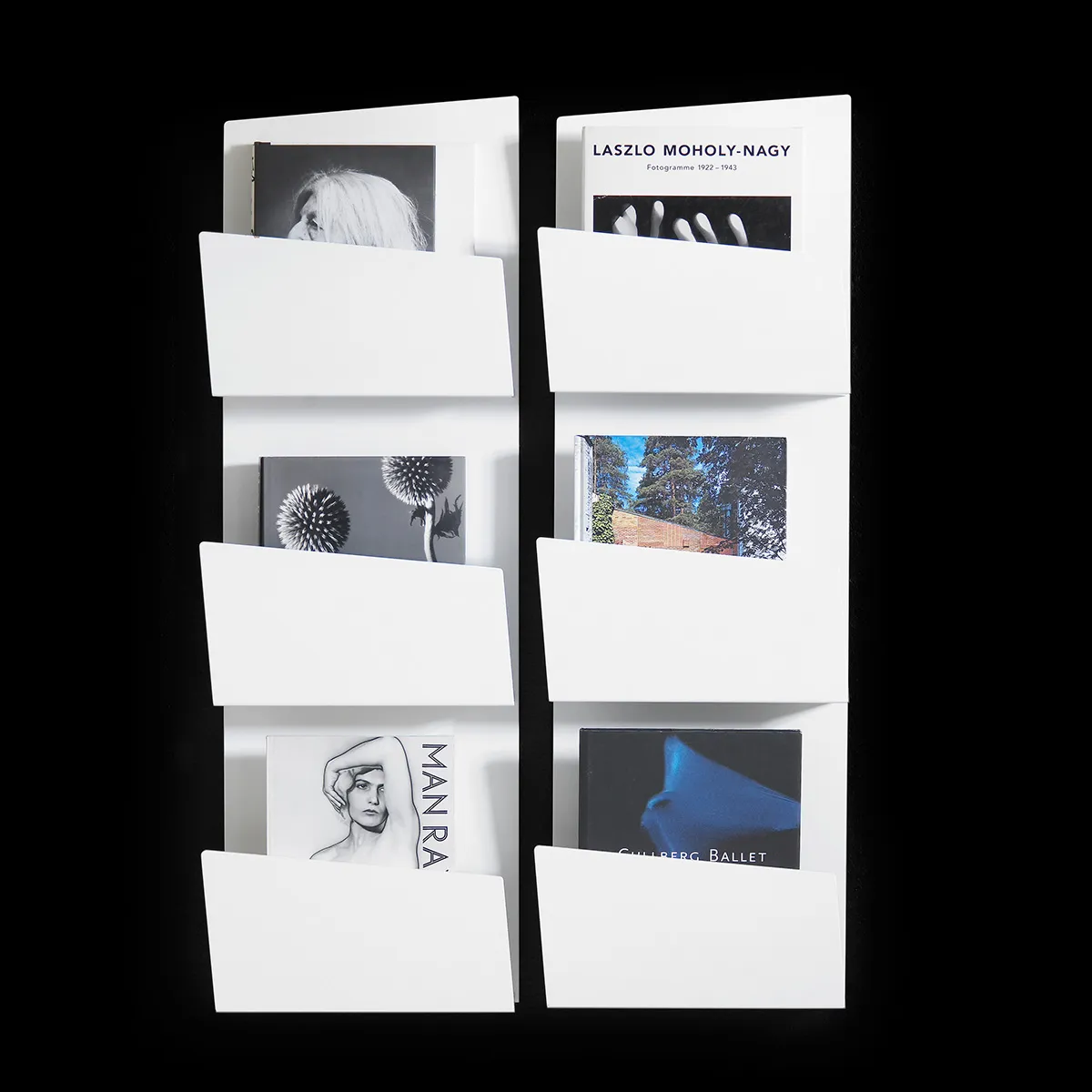 Collar asymmetric magazine storage displaying distinctive angled geometry inspiration