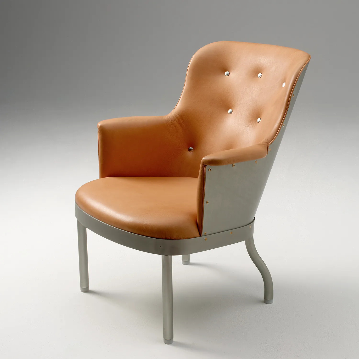 Elektra easy chair side profile Mats Theselius Källemo aluminium leather Swedish lounge furniture