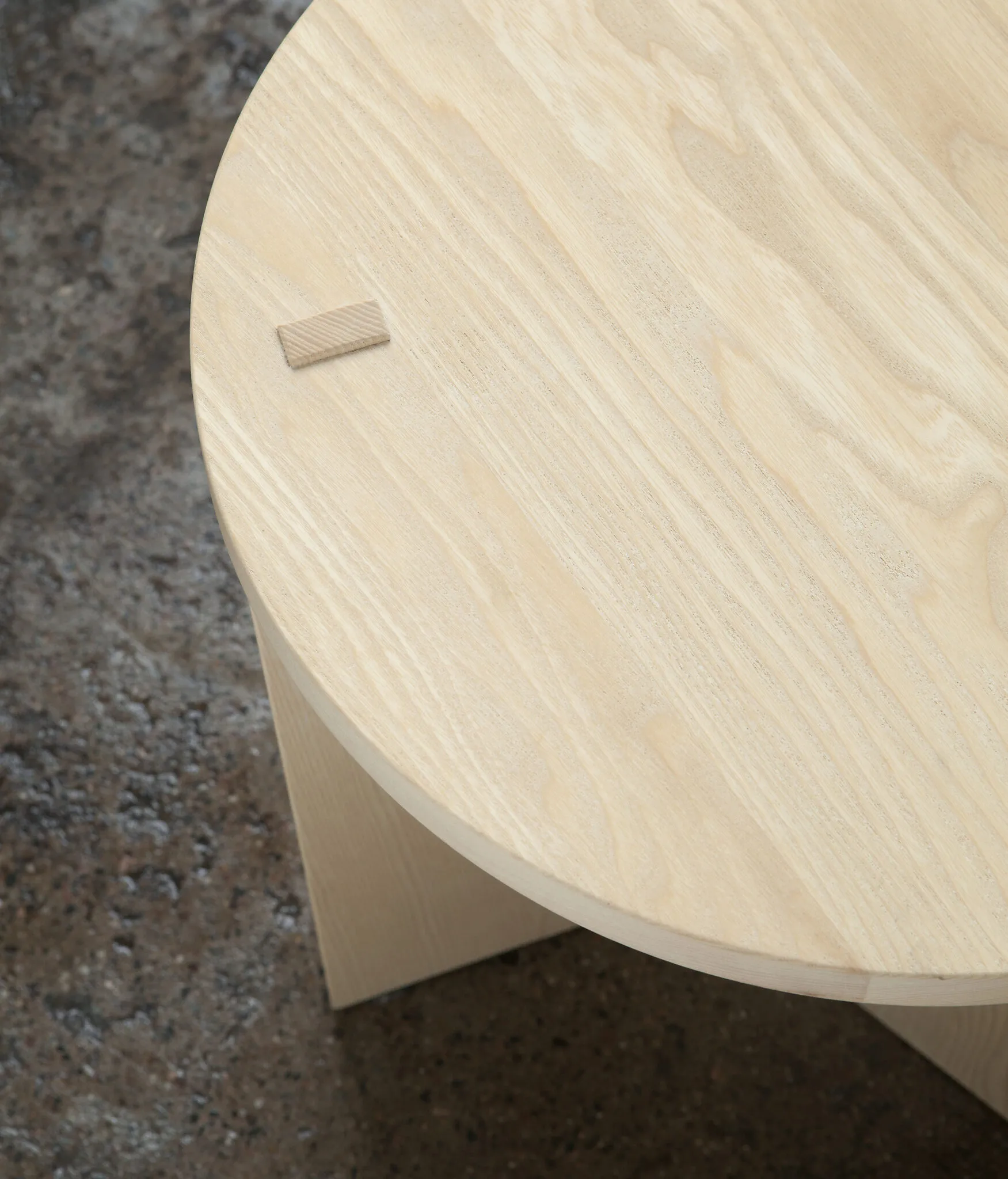 Close-up Marfa Twist stool showing Finnish craftsmanship details and premium wood construction by Nikari