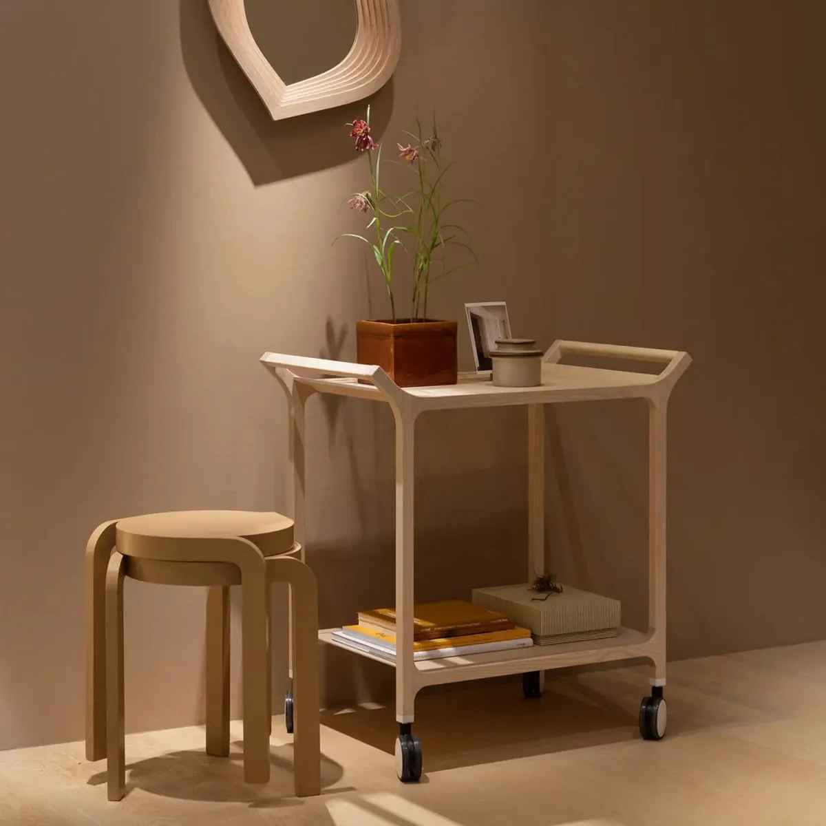 Spin stool variant in contemporary kitchen environment demonstrating height options