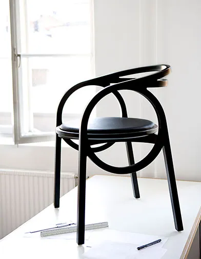 Single Wien Chair on white background highlighting Björn Dahlström's 2008 design for NC Nordic Care