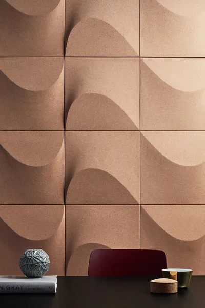 Internationally acclaimed designer creates a wall panel made of cork for Abstracta