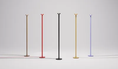 Sprinkle floor lamp by Note Design Studio featuring distinctive geometric rings and colorful finish options