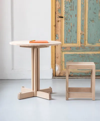Construction table overview by Anya Sebton for Verk showcasing structural design focus and Nordic craftsmanship