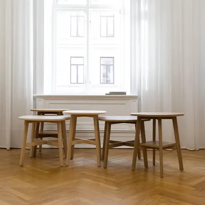 Low and wide Humlan 722 coffee table by Eva Schildt for NC Nordic Care with optional lower shelf