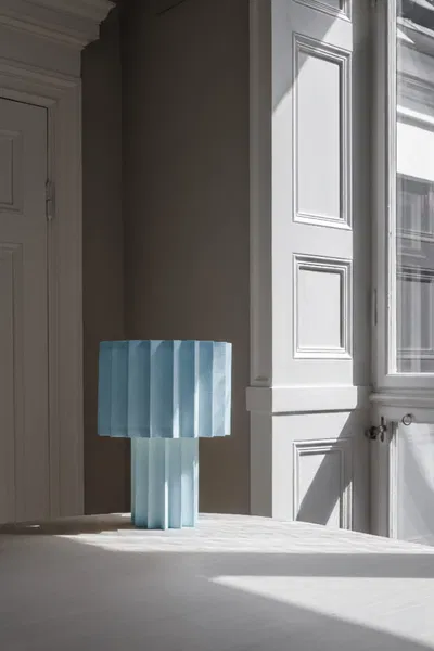 Plissé table lamp in Pale Blue, designed by Folkform for Örsjö Belysning, 2026