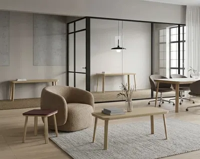 Levels table collection by Sami Kallio for Horreds — meeting, lounge and coffee table formats in multiple sizes