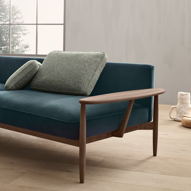 Embrace Sofa - a flexible, modular sofa with a distinctive wooden