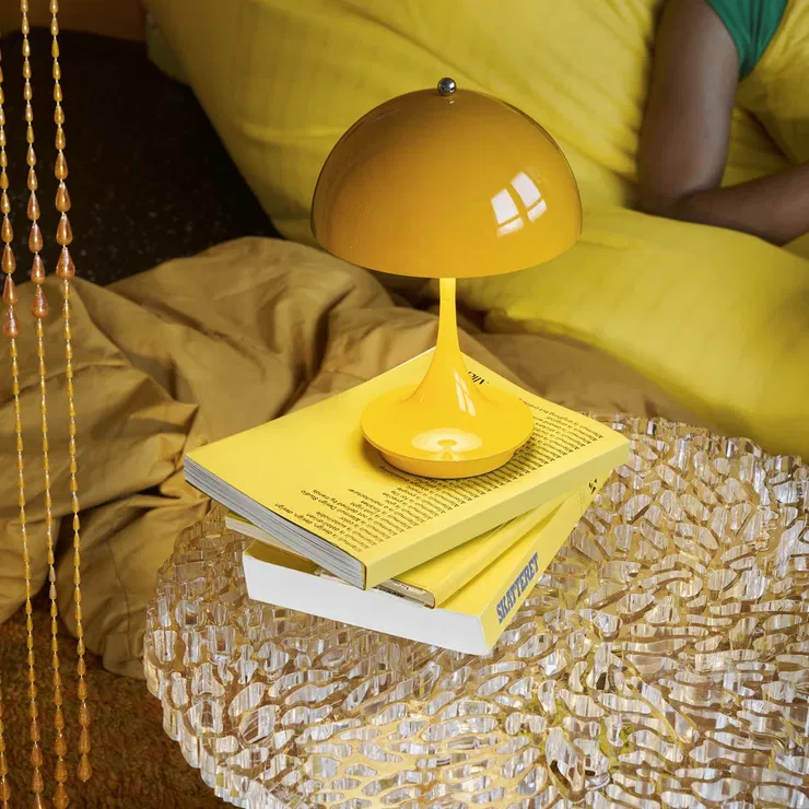 The Panthella lamp Portable is now available in a stunning yellow