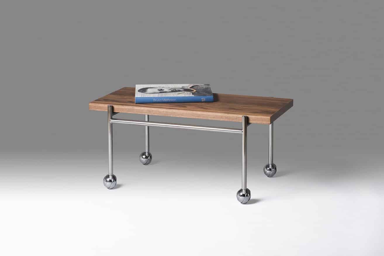 Table model 50 by Bruno Mathsson International – chromed steel frame with laminate or walnut top, SFF 2016