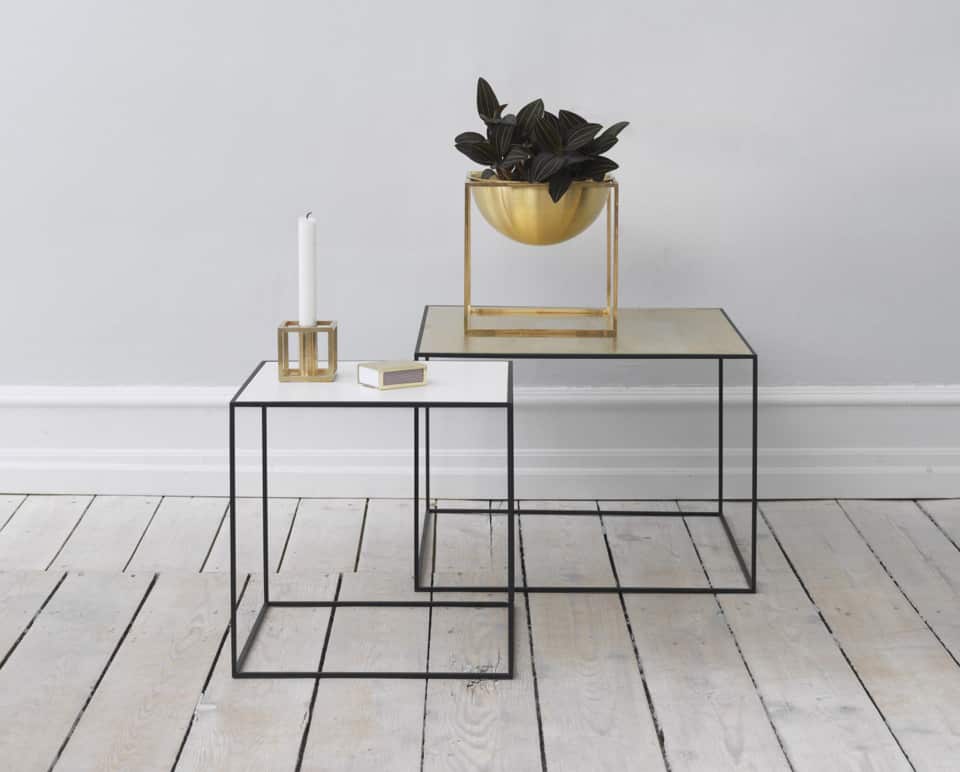 Bylassen Kubus 1 Kubus Bowl Matchbox Cover Brass Twin Tables Lifestyle High Res | Scandinavian Design