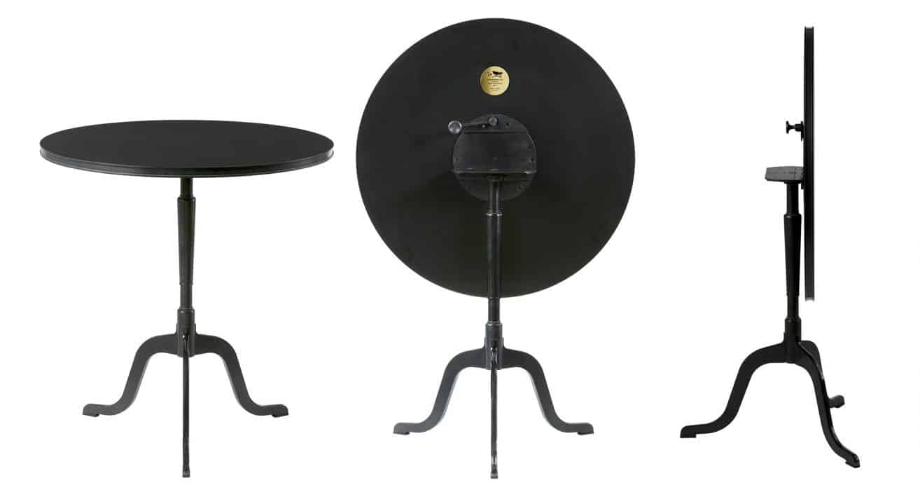 Tavolo table by Mats Theselius, solid black bronzed Swedish steel, Solid Surface top, Move Möbler