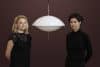 Clam pendant lamp by Ahm and Lund for Fritz Hansen mouth-blown opal glass brass Copenhagen
