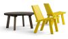 Pinzo family by David Ericsson for Blå Station – chair with three low tables and reversible leather and suede cushion