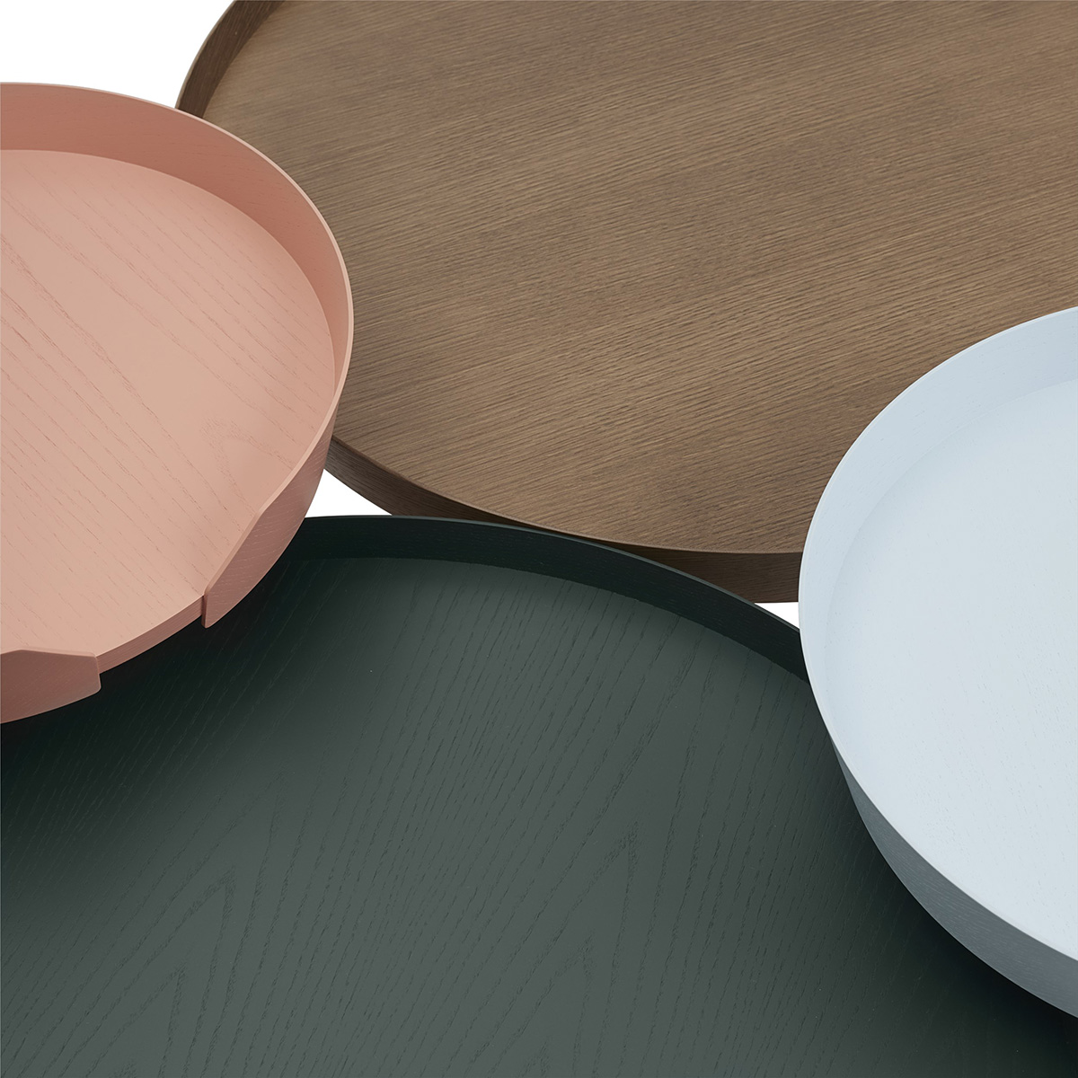 Around Coffee Table Stained Dark Brown Dark Green Light Blue Tan Rose Group Detail Muuto 5000x5000 H... | Scandinavian Design