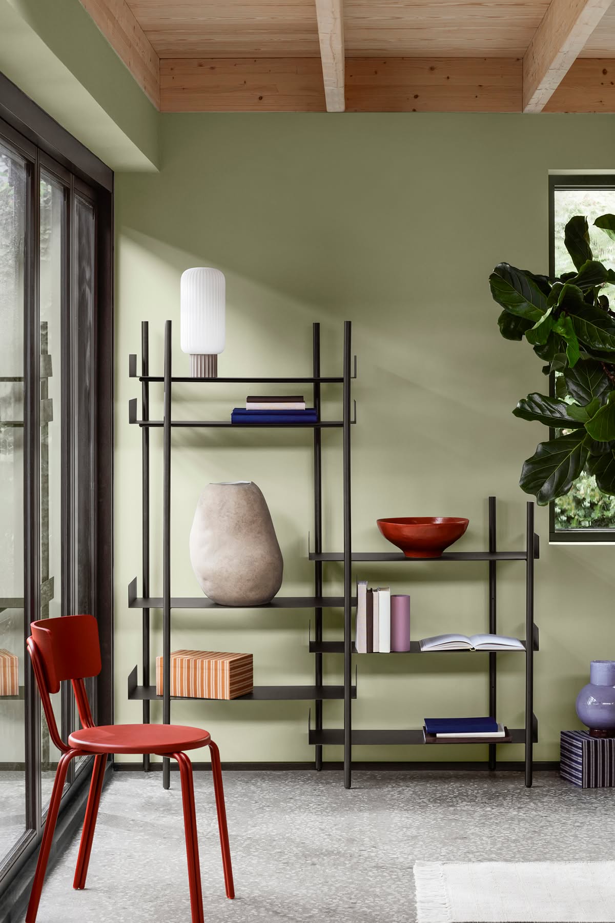 Mette Degn Nobuko shelving system by Broste Copenhagen featuring modular design with bamboo-inspired legs