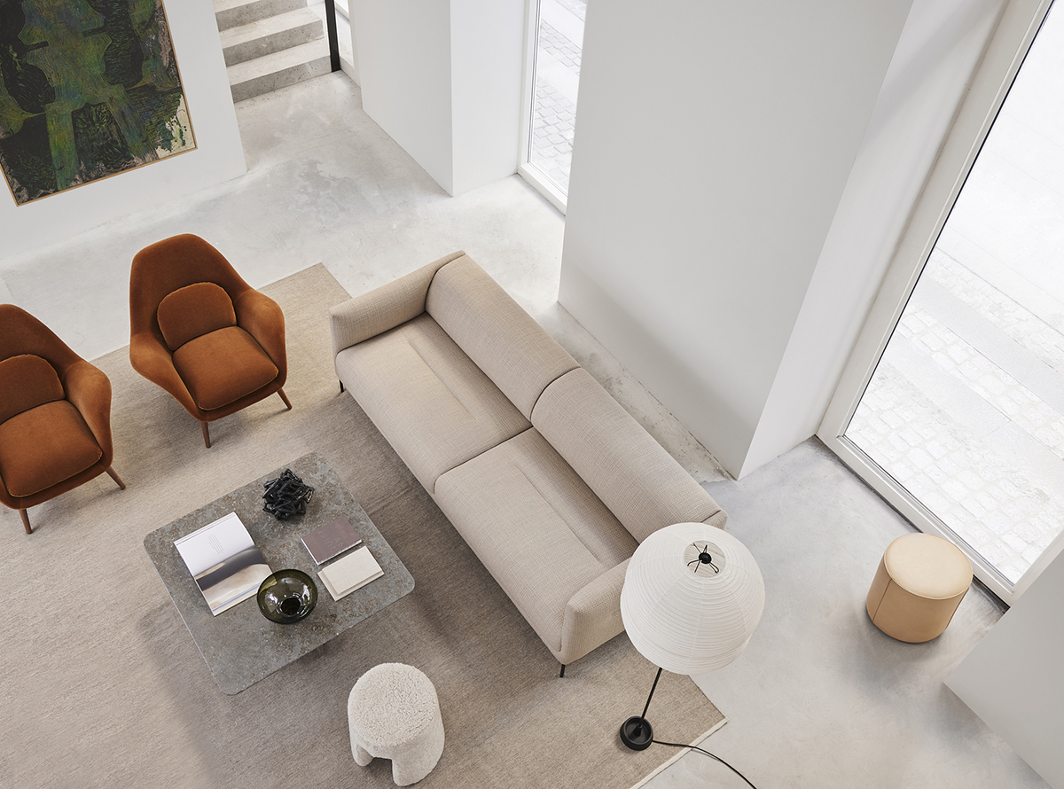 Damian Williamson Konami sofa by Fredericia featuring soft curves and subdued lines with serenity design