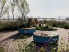 High Round Bench by Mats Aldén for Nola featuring circular seating design for urban spaces and courtyards