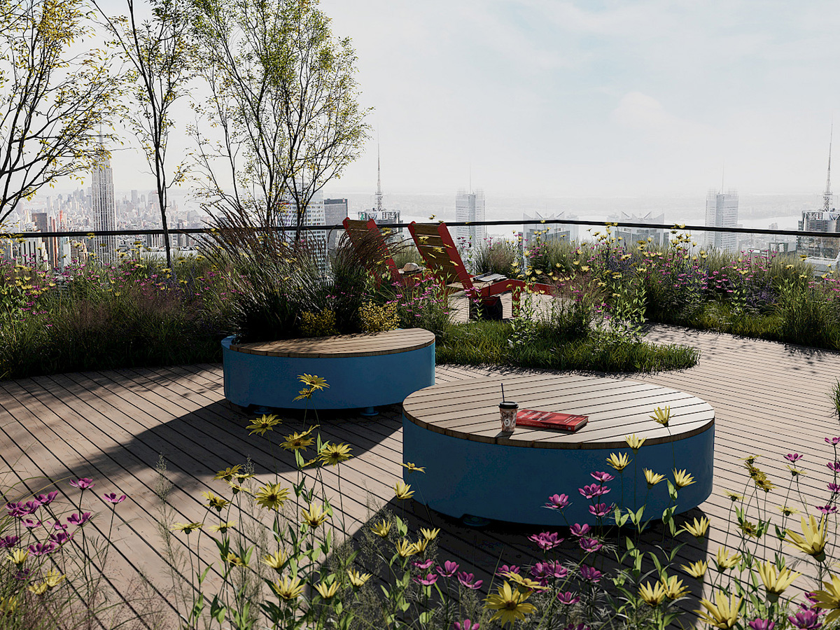 High Round Bench by Mats Aldén for Nola featuring circular seating design for urban spaces and courtyards