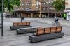 Nola Kajen wall-mounted bench by Thomas Bernstrand featuring sustainable pine and steel construction