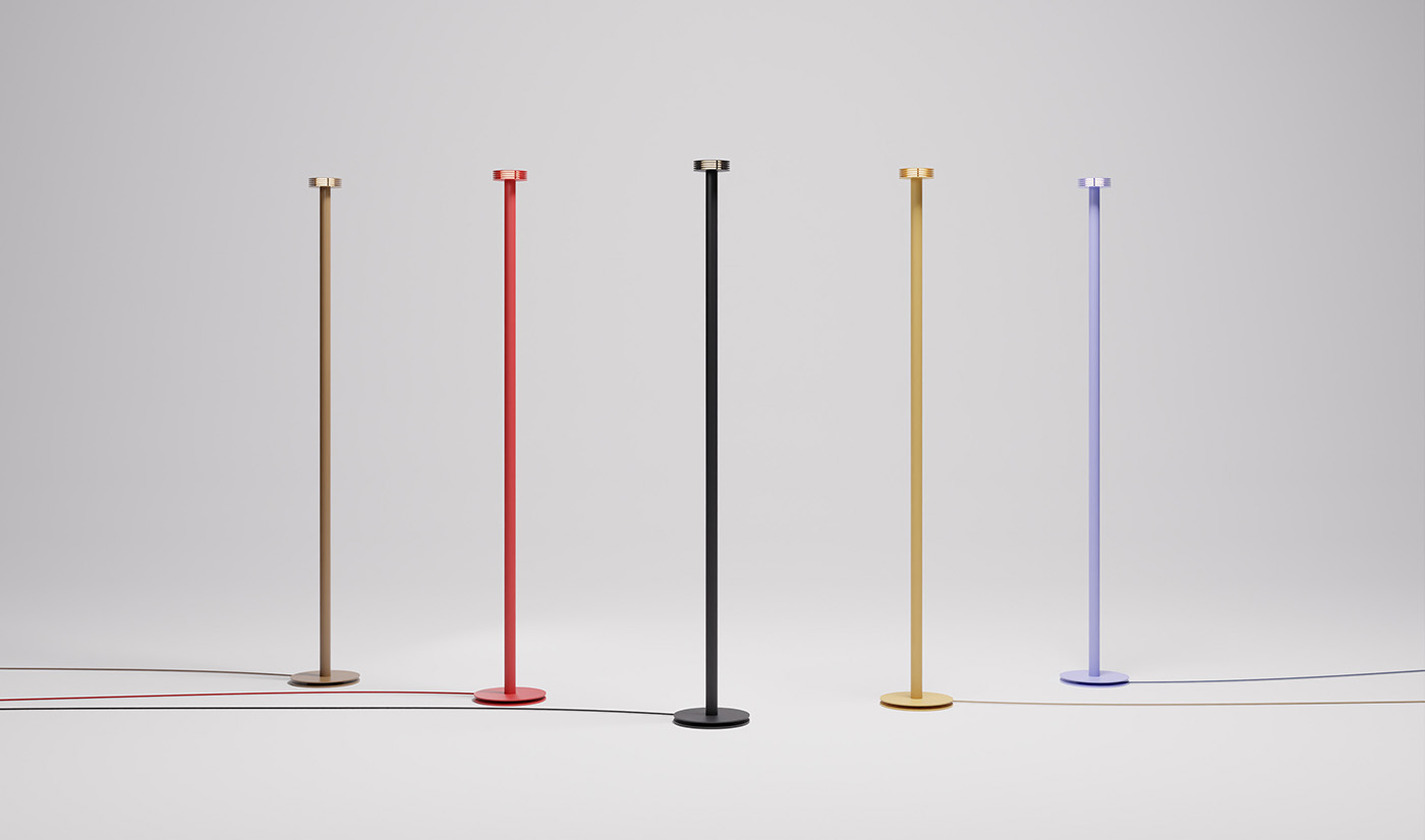 Sprinkle floor lamp by Note Design Studio featuring distinctive geometric rings and colorful finish options