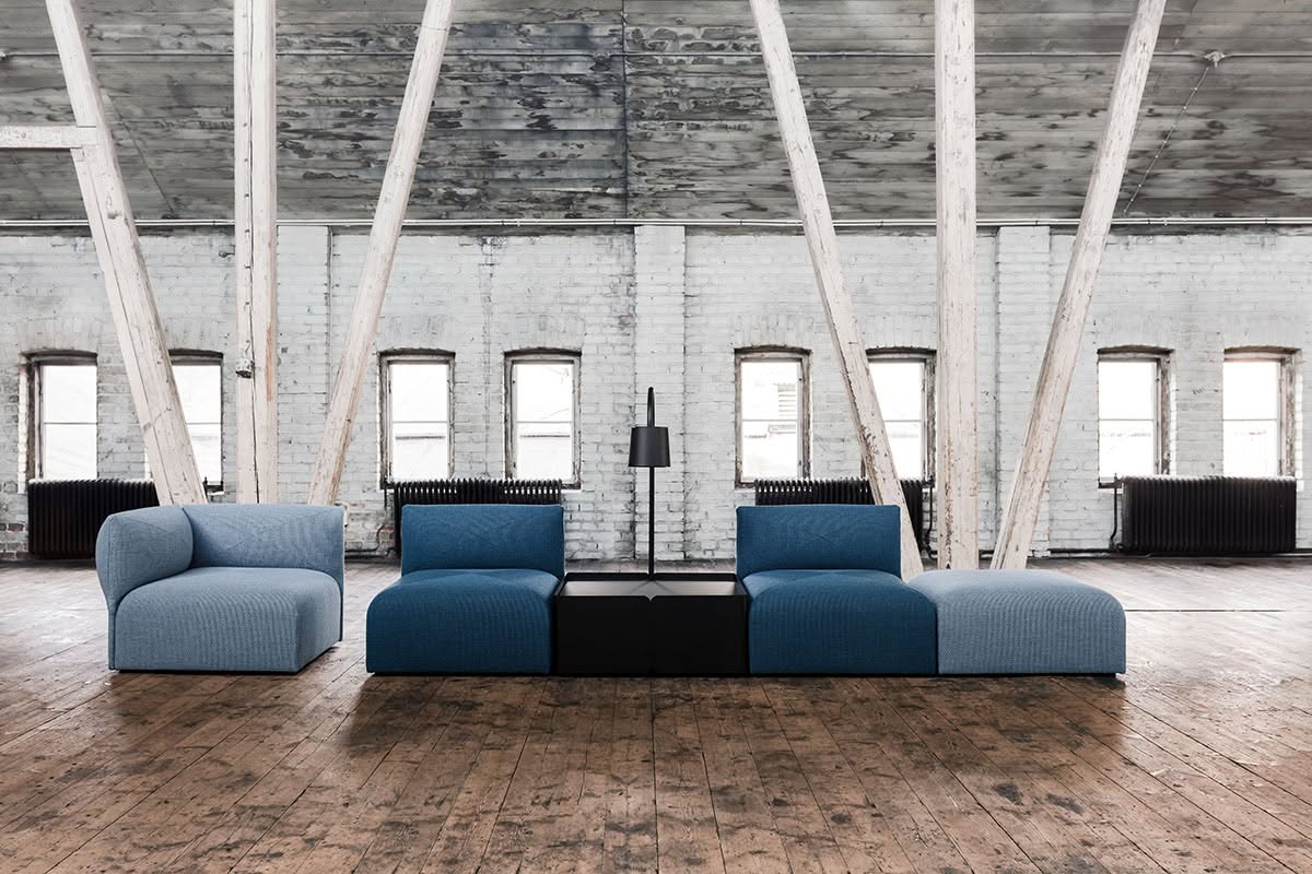Blob table by Jonas Ihreborn featuring organic curved design complementing existing Blob modular furniture