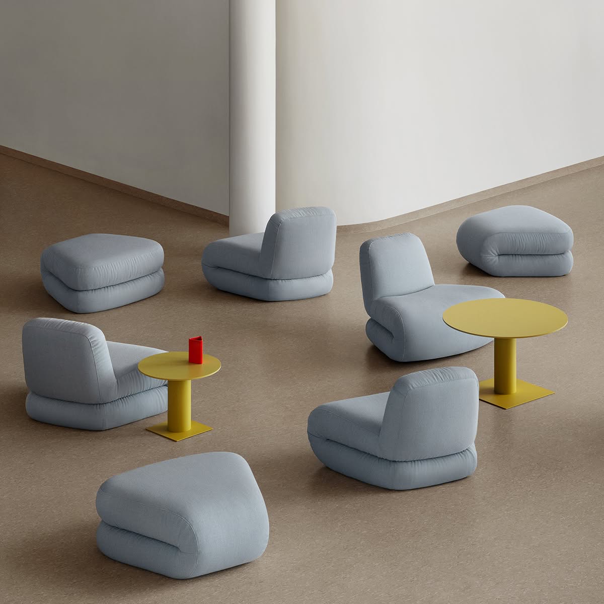 Lammhults Bau Modularseating Lightblue Ciao Table Yellow | Scandinavian Design