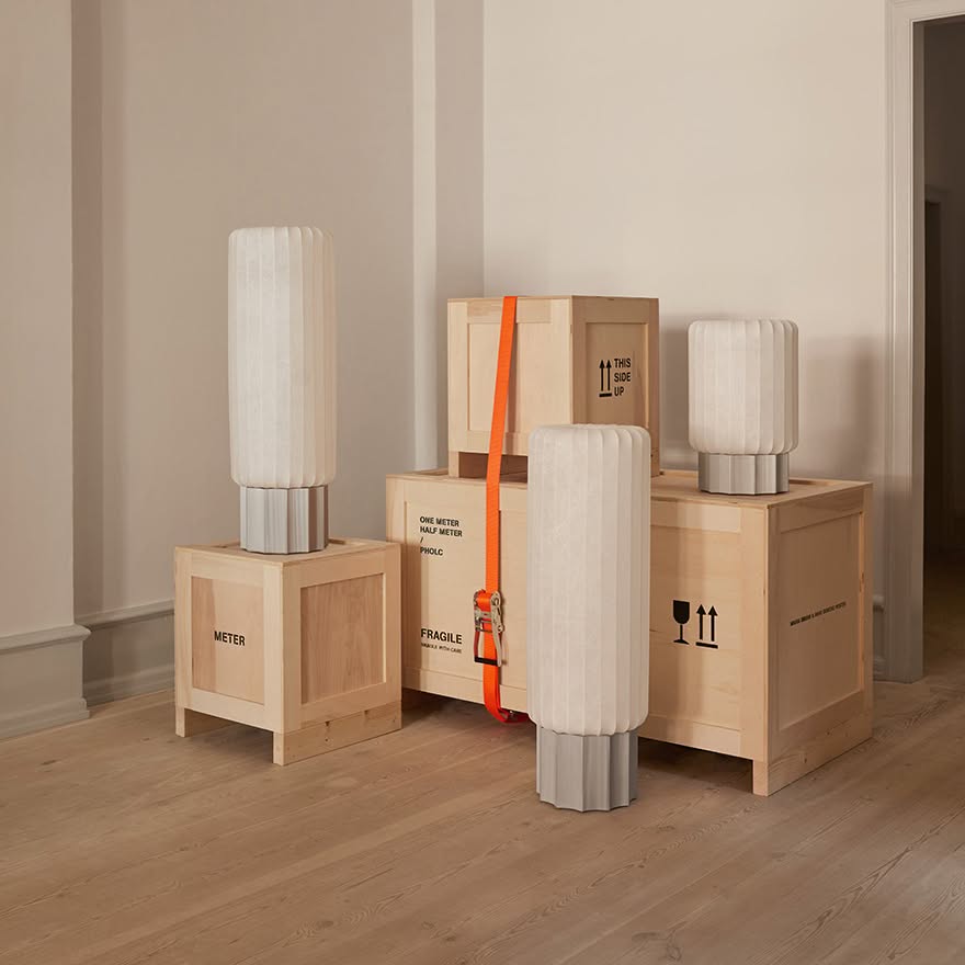 Meter Lamp collection in both sizes designed by Maria Bruun and Anne Dorthe Vester for Pholc lighting