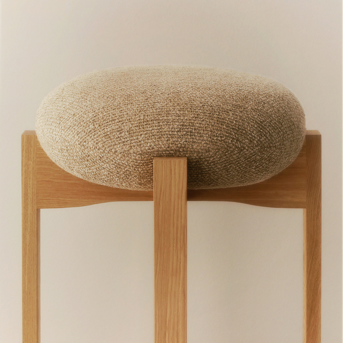 Pioneer Collection of sculptural wooden stools in various heights designed by Maria Bruun for Fredericia