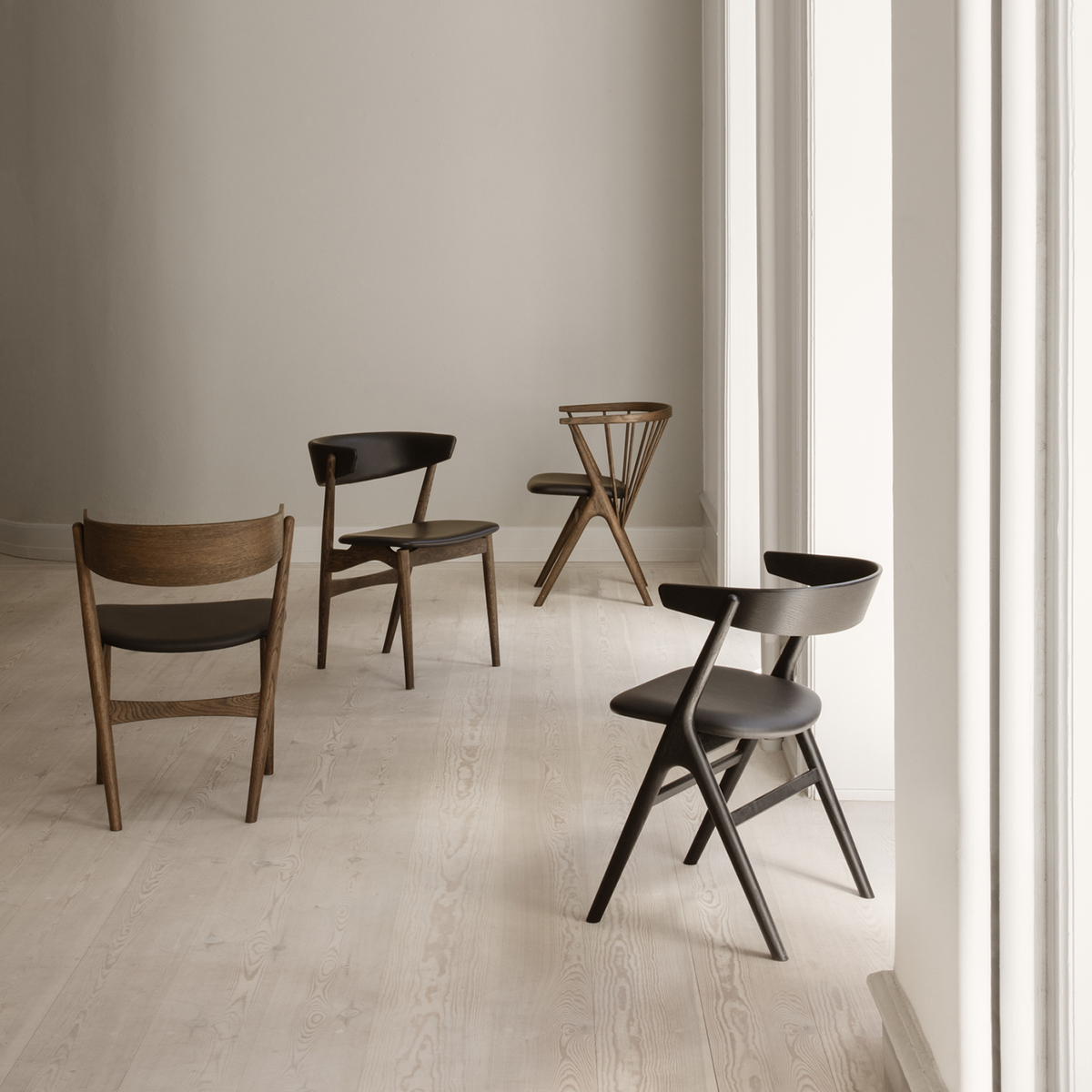 Complete Sibast classic collection No 7 8 9 chairs anniversary edition various wood finishes Danish furniture