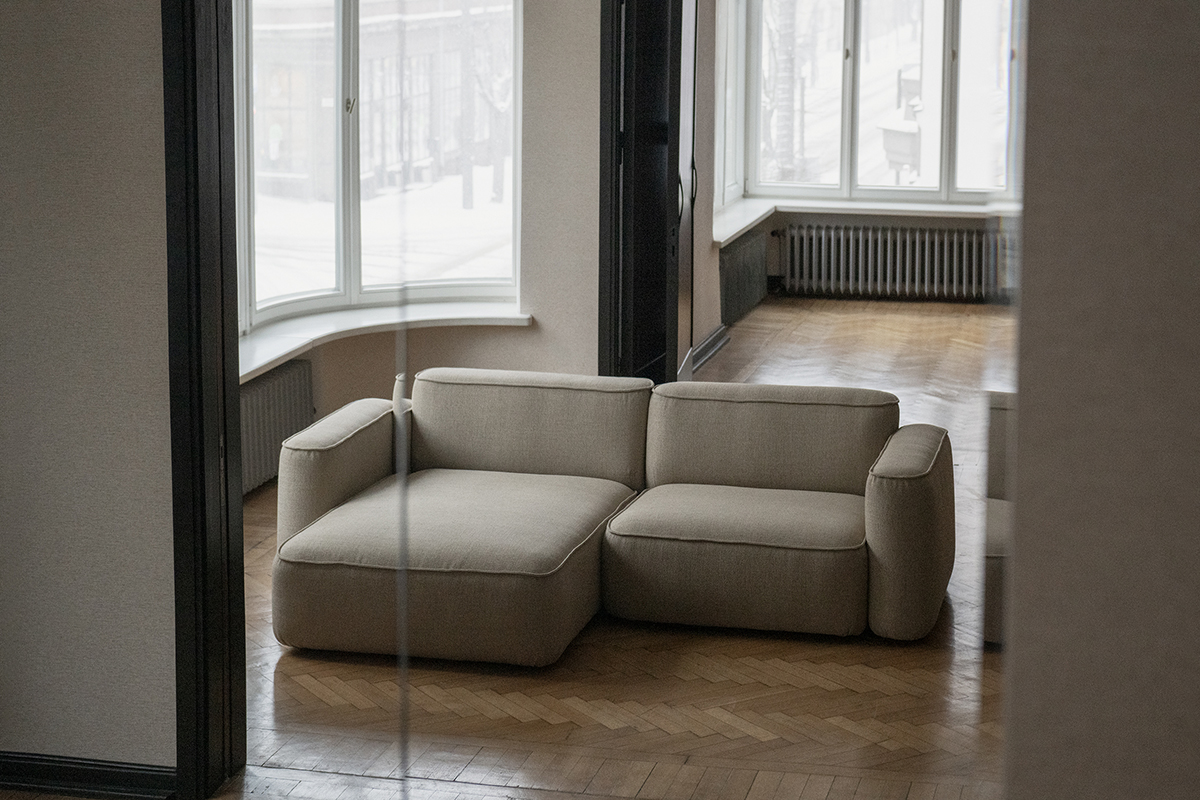 Sustainable Patch by Massproductions featuring distinctive lozenge-shaped backrest with minimal foam usage