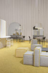 The Yellow Thread bar and stage area designed by Färg & Blanche for Stockholm Furniture Fair with playful textural elements