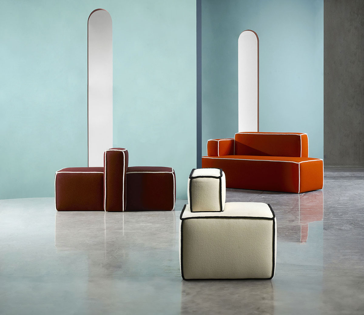 Versatile Sketch modular sofa series designed by Färg & Blanche with flexible configuration options