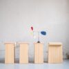 Multifunctional stool V.JS.01 by Johan Skoogh for Verk in solid Swedish pine, visible dovetail joint