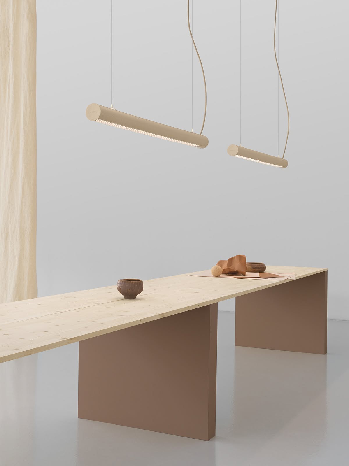 Sustainable Superdupertube lamp by Snøhetta for Ateljé Lyktan featuring innovative hemp material construction
