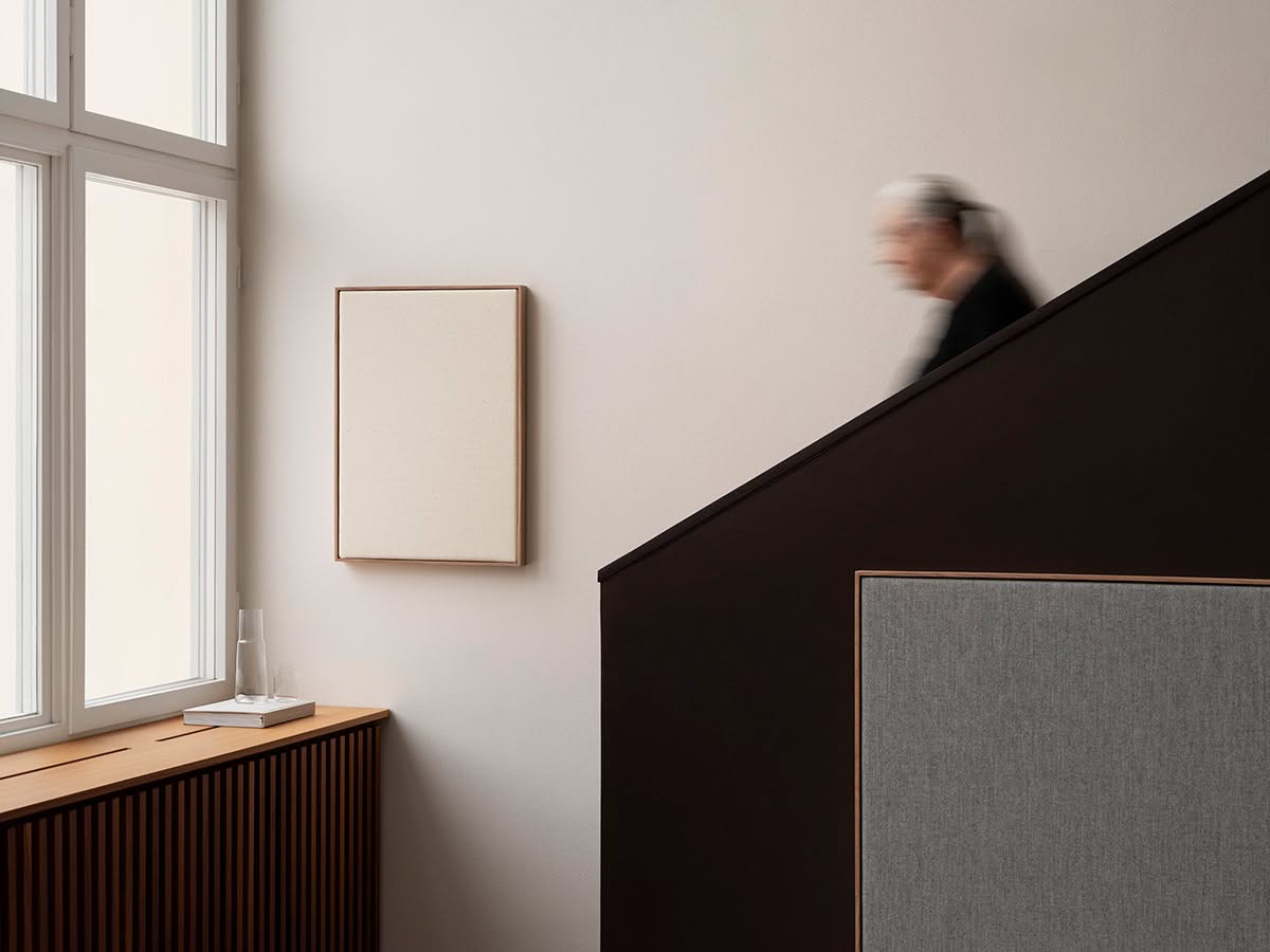 Abstracta acoustic panel featuring Ingegerd Råman's innovative Swedish textile application that enhances both function and aesthetics