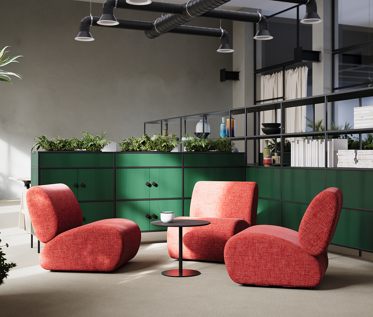 LOG modular sofa and armchair by Studio Stockholm for Horreds featuring cylindrical elements and flexible configurations